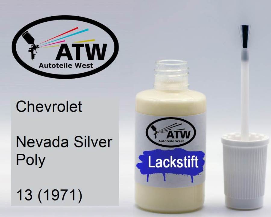 Chevrolet, Nevada Silver Poly, 13 (1971): 20ml Lackstift, von ATW Autoteile West.